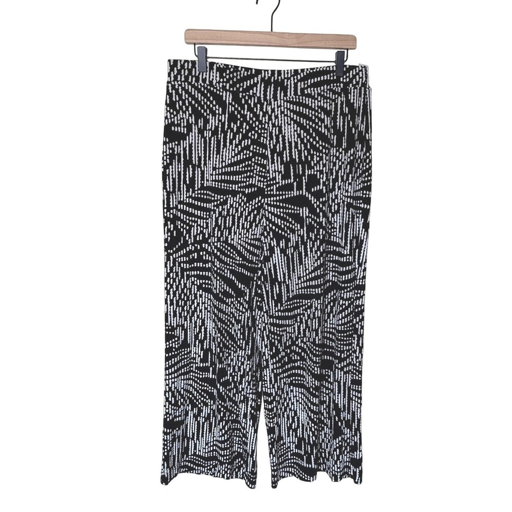 Chico's Womens Straight Travelers Pants Medium Black White Abstract No Tommy